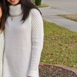 sexy warm white turtle neck midi dress